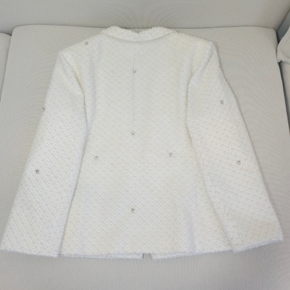 Morphine Fashion Pearl Crystal White Bridal Blazer Jacket XL NWT - Picture 4 of 11